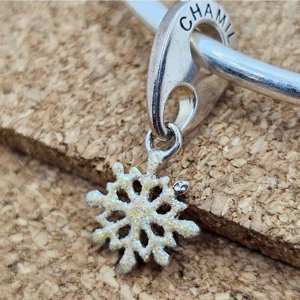 SNOWFLAKE DANGLE 925 STERLING SILVER CHARM FOR PANDORA BRACELETS